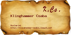 Klinghammer Csaba névjegykártya